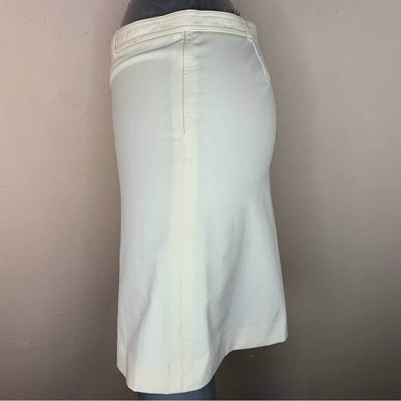 Size 6 The Limited Ivory White Pencil Skirt Stretch Y2k Belted Coastal Neutral - Picture 2 of 6